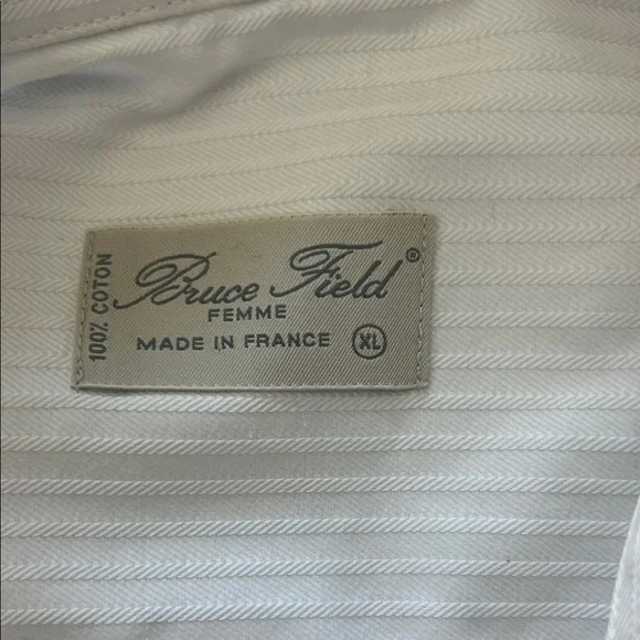 Elegant White Striped Women's Button Down Shirt - Picture 2 of 4